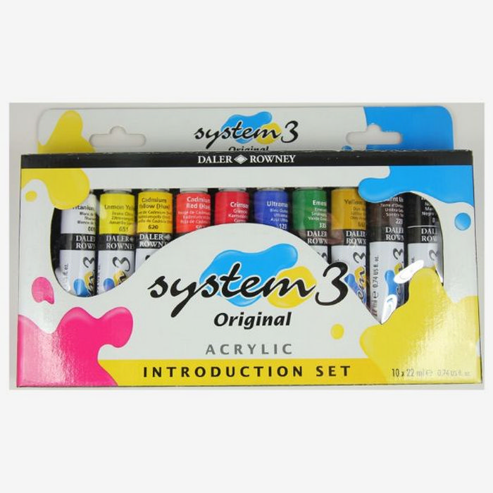 Daler Rowney Acrylic Paint Set 10x 22ml, DRS3