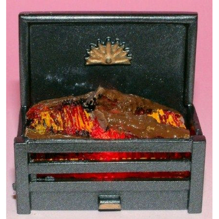 Square Metal Fire Grate with Glowing Logs, FPG033