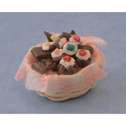 Dolls House Basket of Cakes