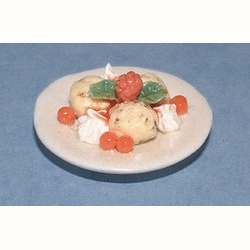 Dolls House Dessert plate fruit & ice cream