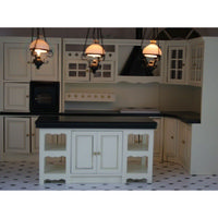 Cream and Black Dolls House Kitchen Set