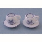 Blue & White Cups and Saucers