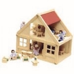 Childrens Dolls House with Furniture & People