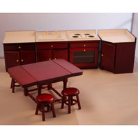 Mahogany Dolls House Kitchen Set