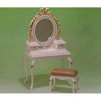 White Dolls House Dressing Table with Stool