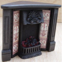 Dolls House Corner Fireplace with Glowing Fire