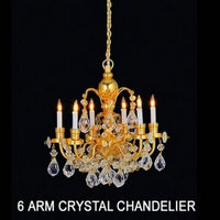 Real Crystal 6 Arm Dolls House Chandelier