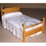 Pine Single Bed for Dolls House 1:12 scale