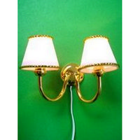 Twin Dolls House Wall Light with White Shades