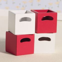 Cherry & White Storage Boxes x4