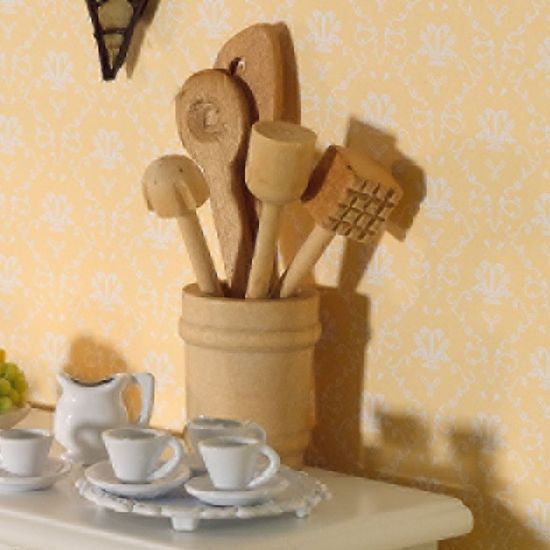 Wooden Kitchen Utensils in Pot