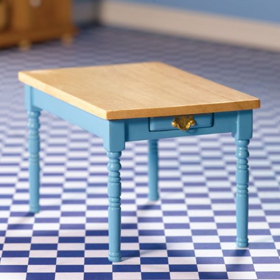 Blue Kitchen Table with Pine Top *DAMAGED*