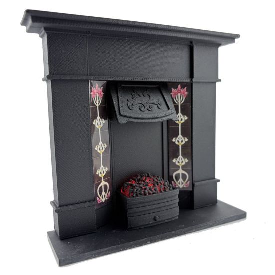 Fireplace with Glowing Fire - Black #2