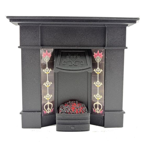 Fireplace with Glowing Fire - Black #3