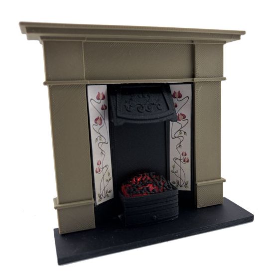 Fireplace with Glowing Fire - Dark Wood #2
