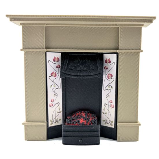 Fireplace with Glowing Fire - Light Wood #3