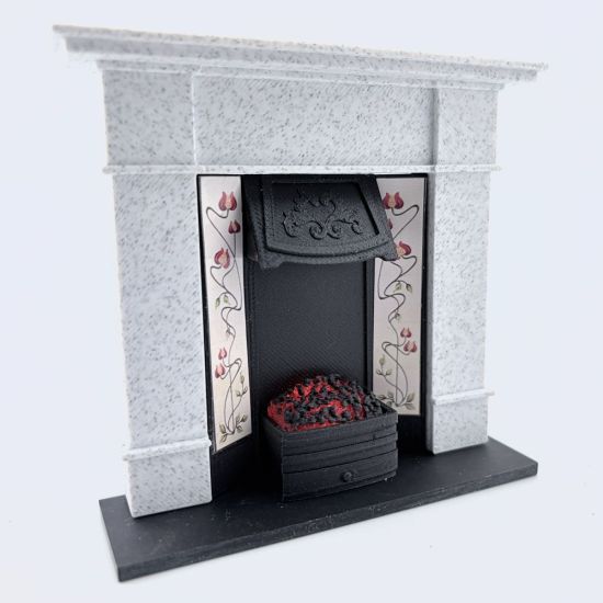 Fireplace with Glowing Fire - Marble #2