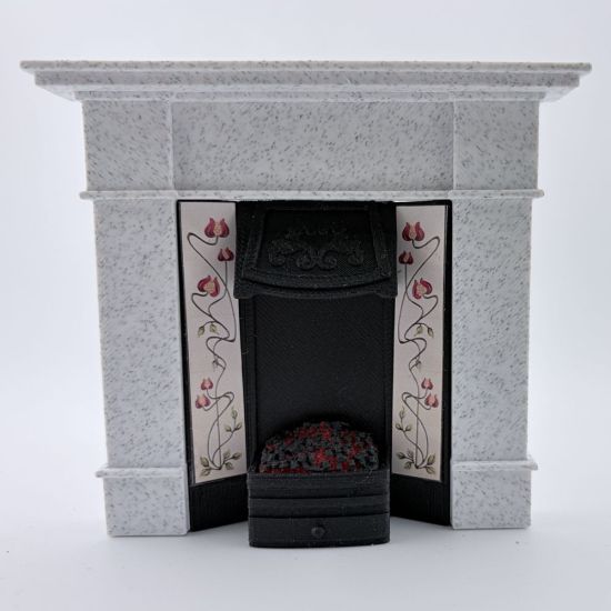 Fireplace with Glowing Fire - Marble #3