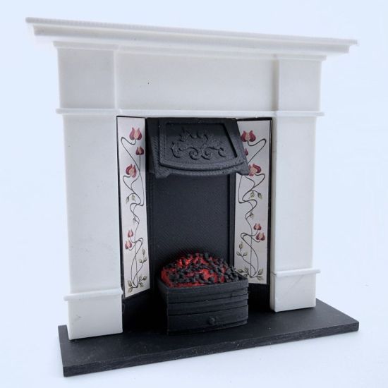 Fireplace with Glowing Fire - White #2