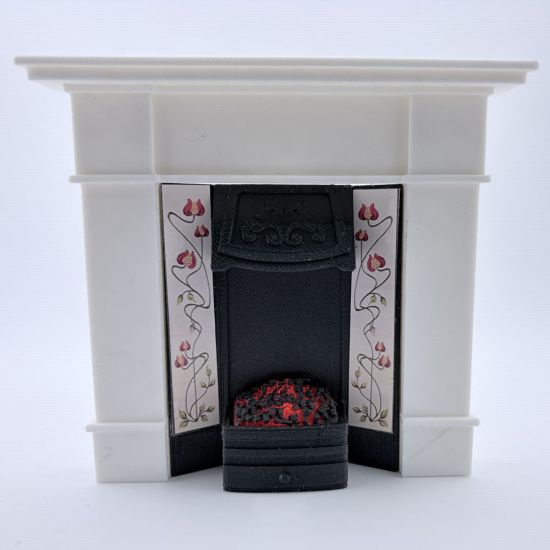 Fireplace with Glowing Fire - White #3