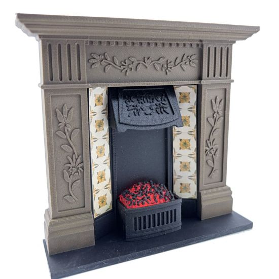 Fireplace with Glowing Fire - Dark Wood #2