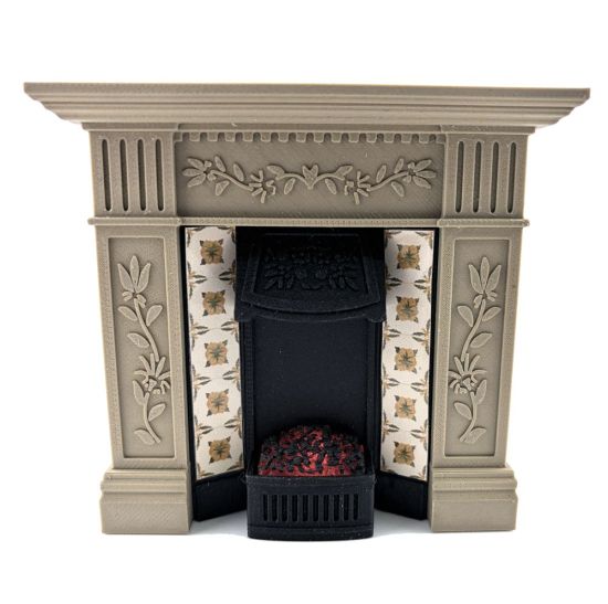 Fireplace with Glowing Fire - Wood / Sandstone #3