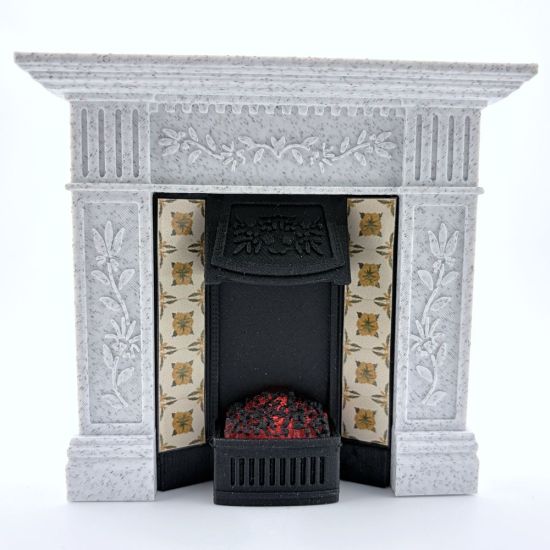 Fireplace with Glowing Fire - Marble #3