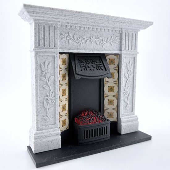 Fireplace with Glowing Fire - Marble #2