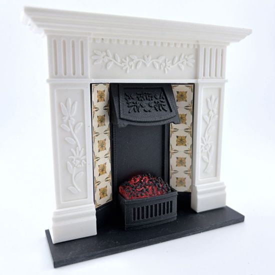 Fireplace with Glowing Fire - White #2
