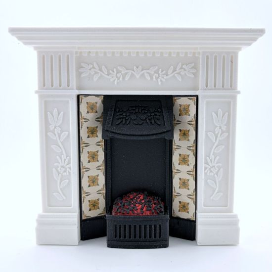 Fireplace with Glowing Fire - White #3