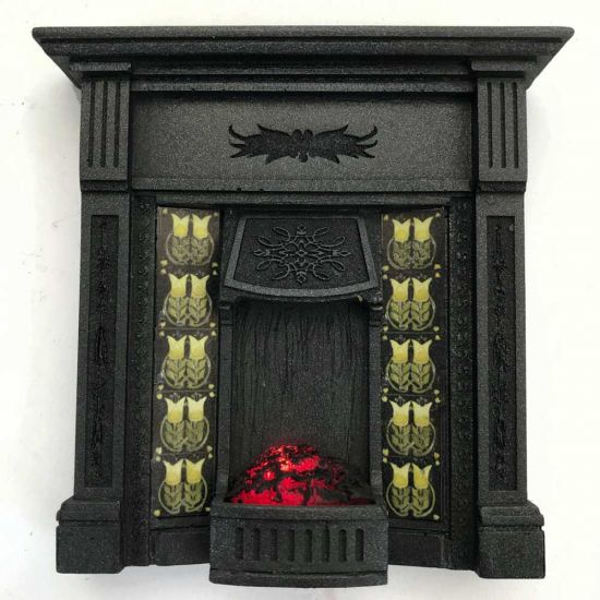 Dolls House Fireplace with Glowing Fire
