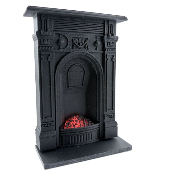 Victorian Dolls House Fireplace with Glowing Fire #2
