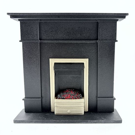 Fireplace with Glowing Fire - Black