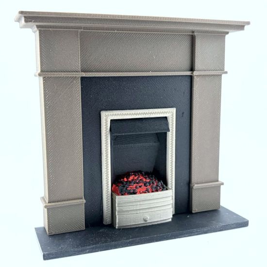 Fireplace with Glowing Fire - Dark Wood #2