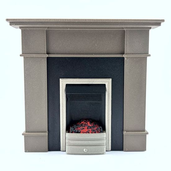 Fireplace with Glowing Fire - Dark Wood #3