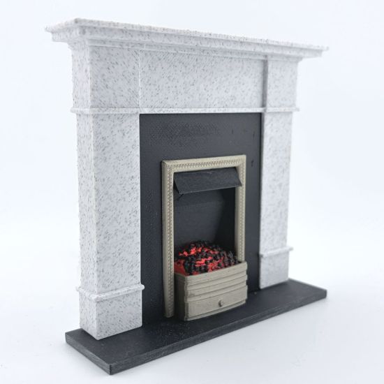 Fireplace with Glowing Fire - Marble #2