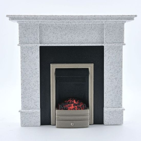 Fireplace with Glowing Fire - Marble #3