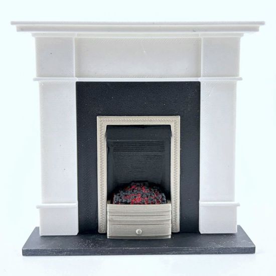 Fireplace with Glowing Fire - White