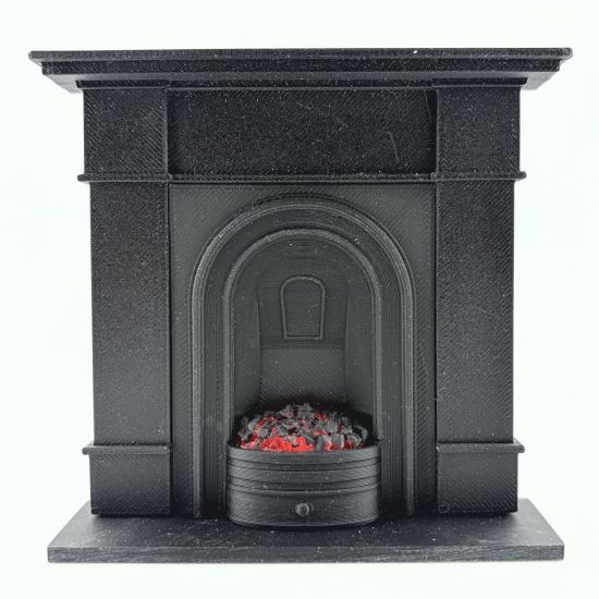 Fireplace with Glowing Fire - Black