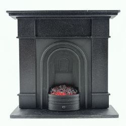 Fireplace with Glowing Fire - Black