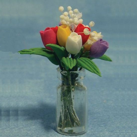 Miniature Assorted Tulips in Clear Vase
