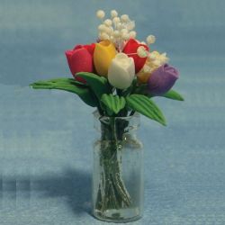 Miniature Assorted Tulips in Clear Vase