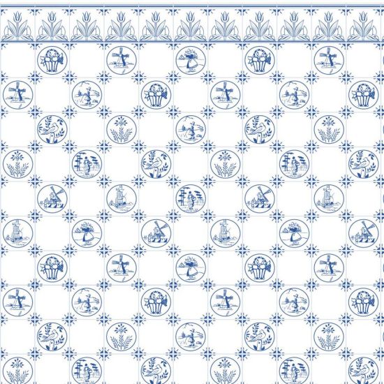 Blue Dutch Embossed Wall Tiles Sheet