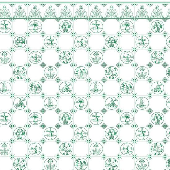 Green Dutch Embossed Wall Tiles Sheet