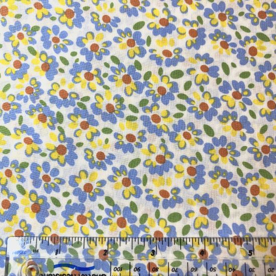 Blue & Yellow Floral Print Fabric Fat Quarter #2