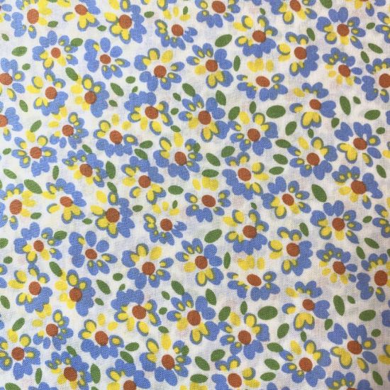 Blue & Yellow Floral Print Fabric Fat Quarter