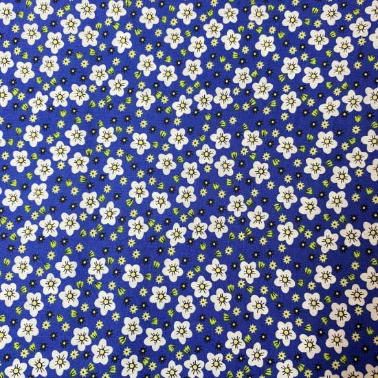 Blue & White Floral Print Fabric Fat Quarter