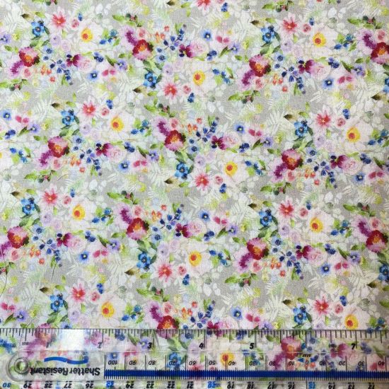 Pink & Green Floral Print Fabric Fat Quarter #2