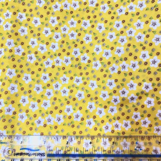 Yellow & White Floral Print Fabric Fat Quarter #2