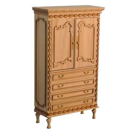 Amoire Cabinet - 1:12 Scale - Unfinished Wood